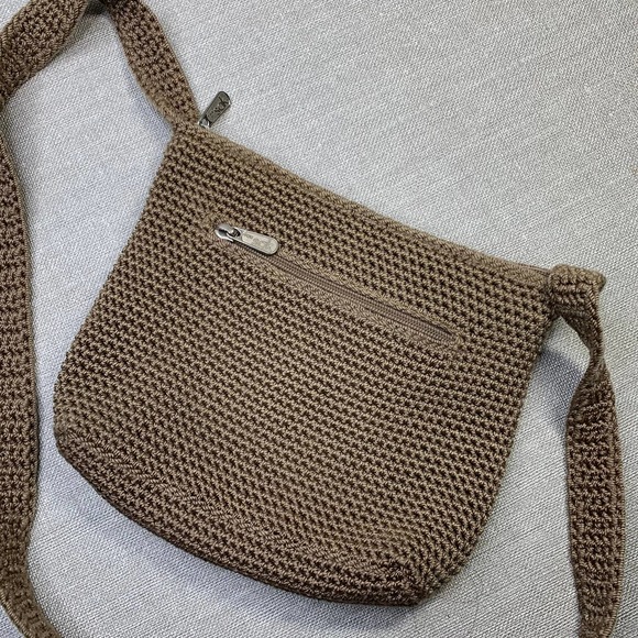 The Sak 90s Y2K Vintage Crochet Crossbody Bag Small Size Tan Brown - Picture 2 of 9